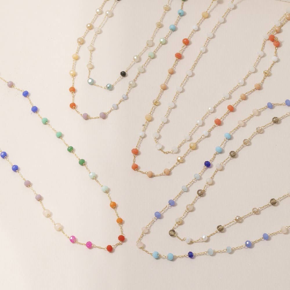 Assorted Dainty Bead Station Chain Necklace: GDWOP