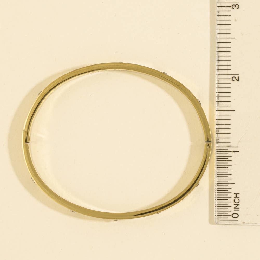 Stainless Steel Bezel Cz Station Bangle: G