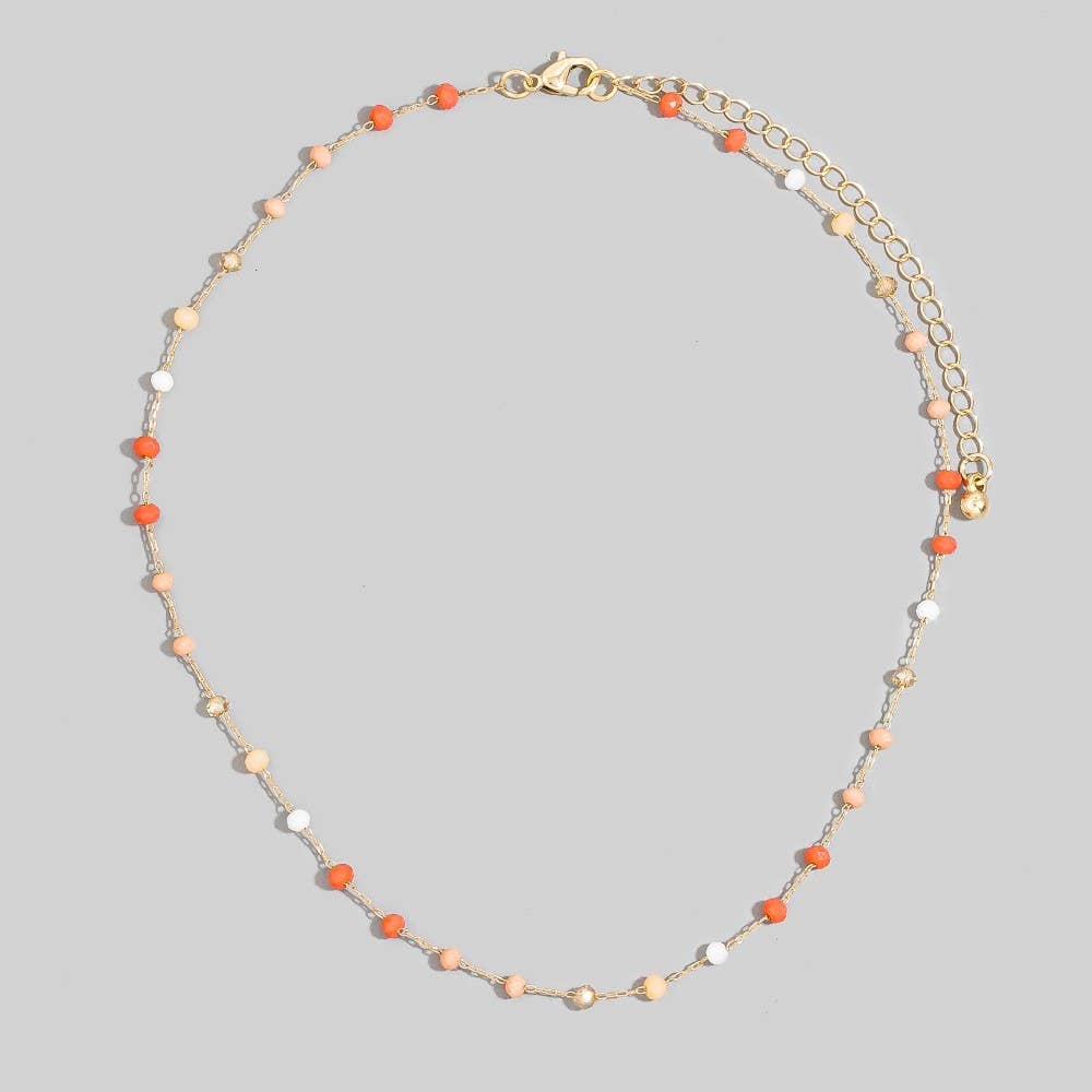 Assorted Dainty Bead Station Chain Necklace: GDWOP