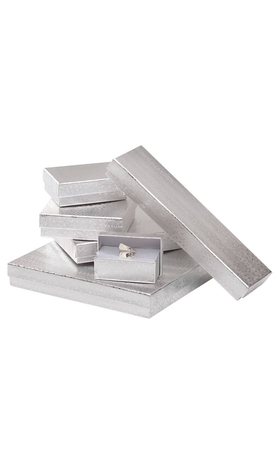 Cotton-Filled Jewelry Boxes Assortment Set: White Embossed / Case of 75 / Assorted