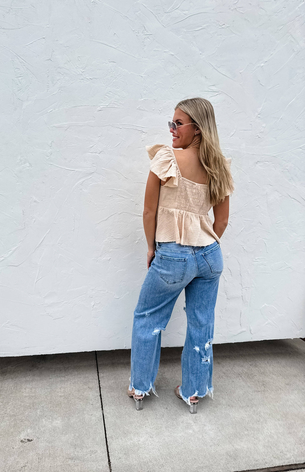 DREW DISTRESSED DAD JEANS: 13