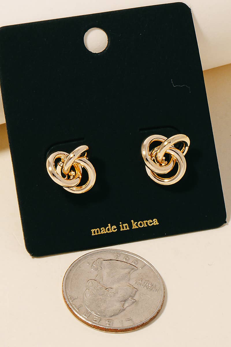 Triple Metallic Knot Stud Earrings: G