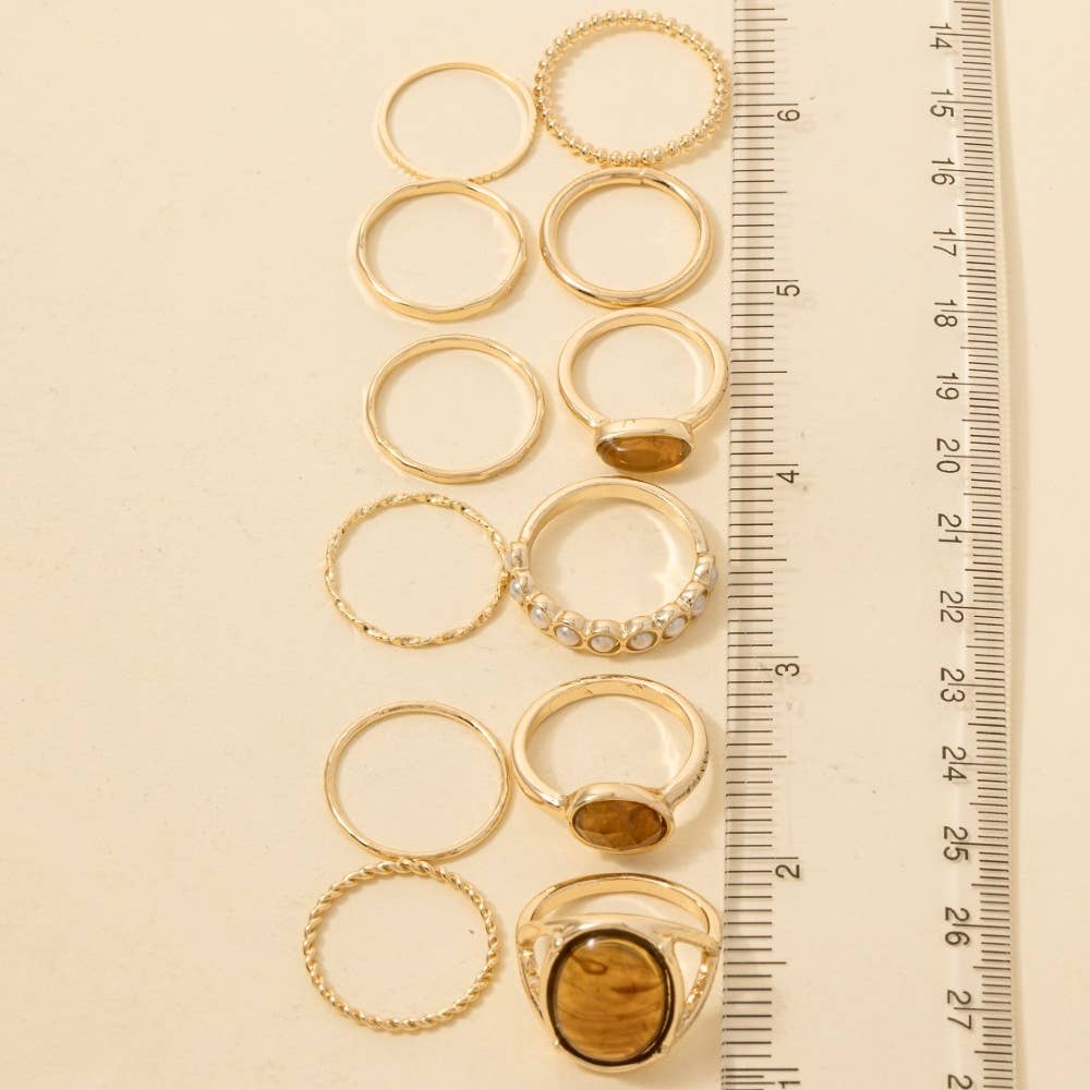 Assorted Twelve Piece Resin Ring Set: GDIVY
