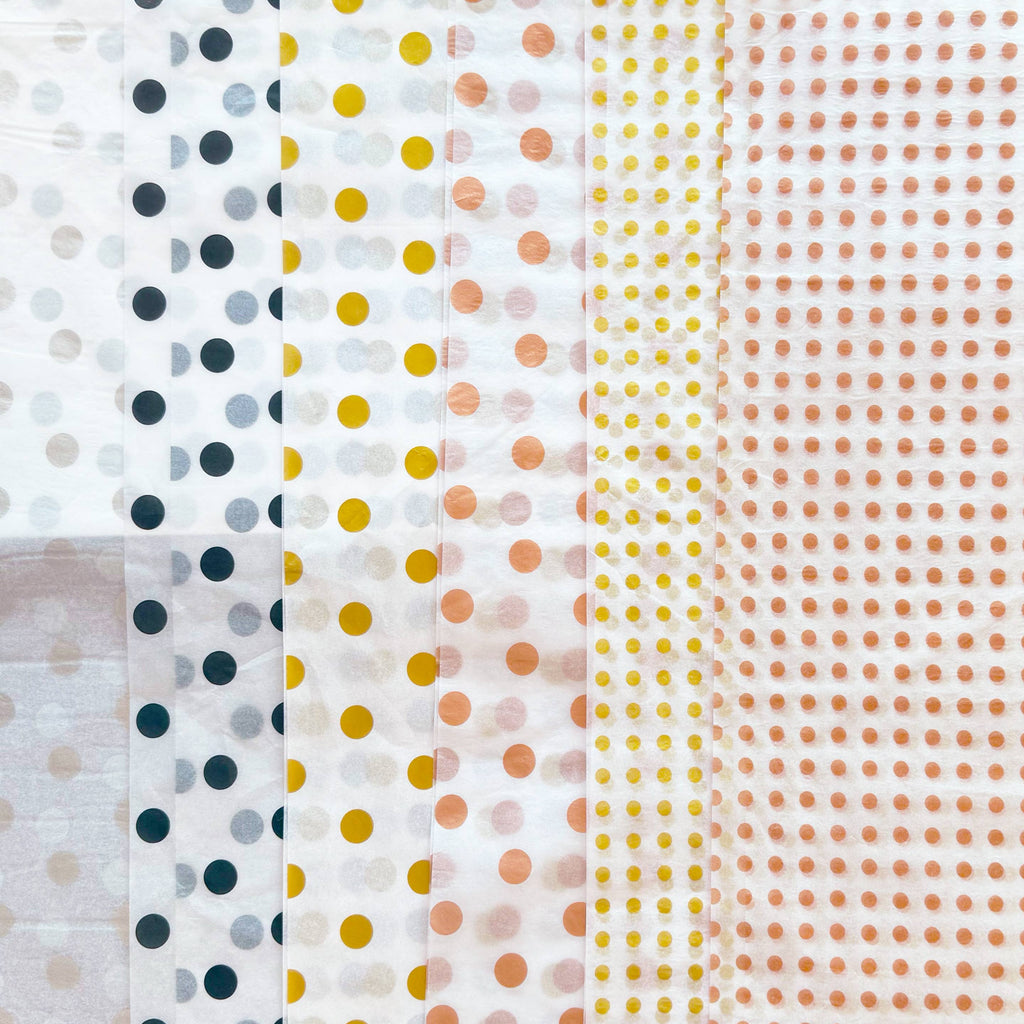 150pc, 28x20" Polka Dots 17g Wrapping Tissue Paper Sheets: Silver / Large Dot