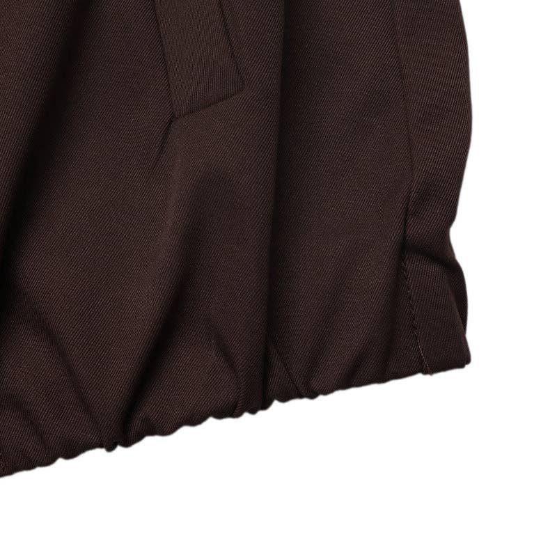 Cropped Bomber Jacket Stand Collar Zip Up Casual Outerwear: Coffee Brown / 100%polyester / S