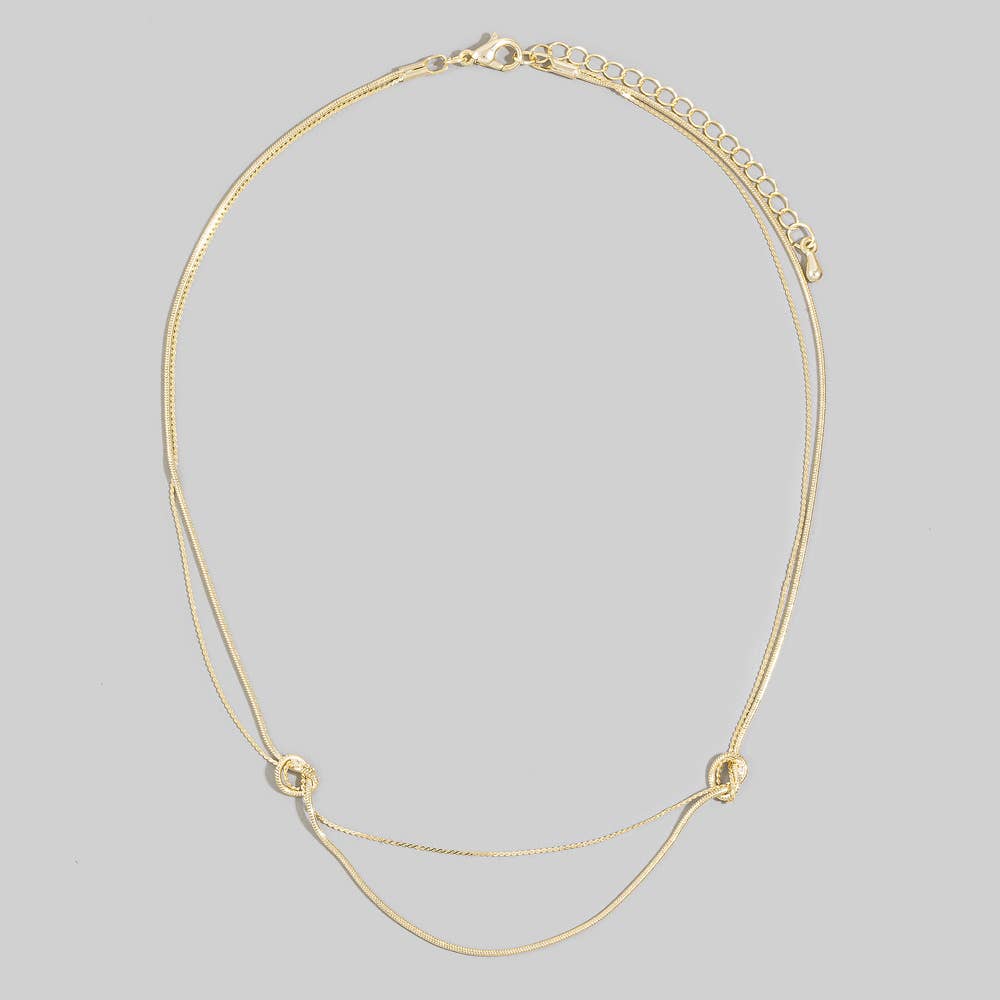 Double Strand Knotted Ring Station Layer Necklace: G