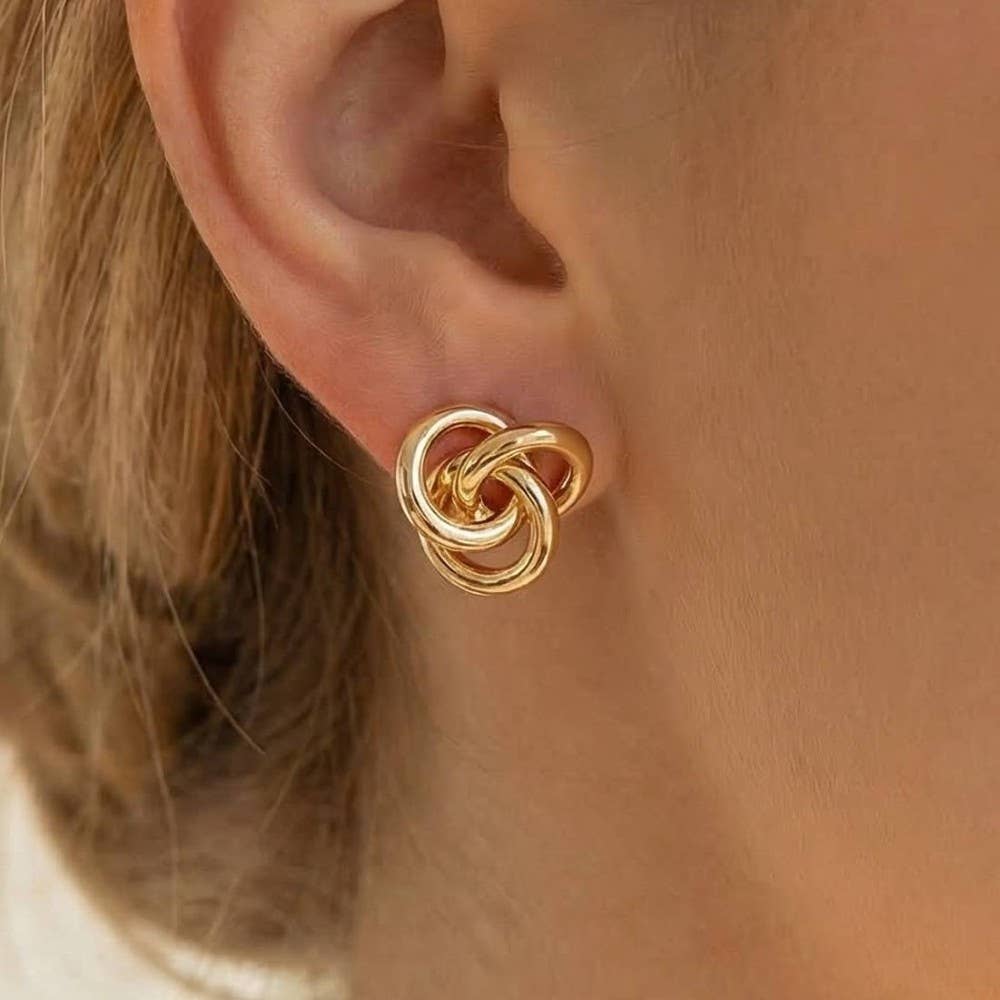 Triple Metallic Knot Stud Earrings: S
