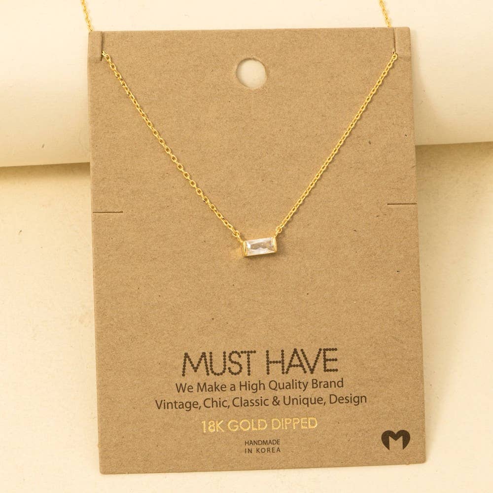 Mini Stud Rhinestone Pendant Necklace: G