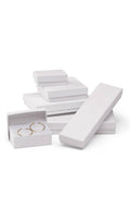 Cotton-Filled Jewelry Boxes Assortment Set: White Embossed / Case of 75 / Assorted