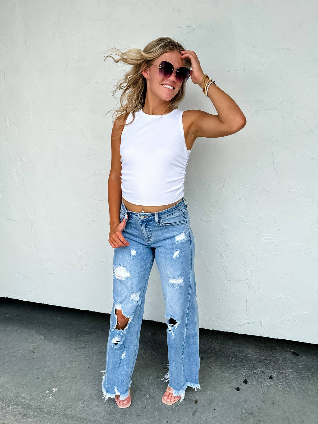 DREW DISTRESSED DAD JEANS: 11