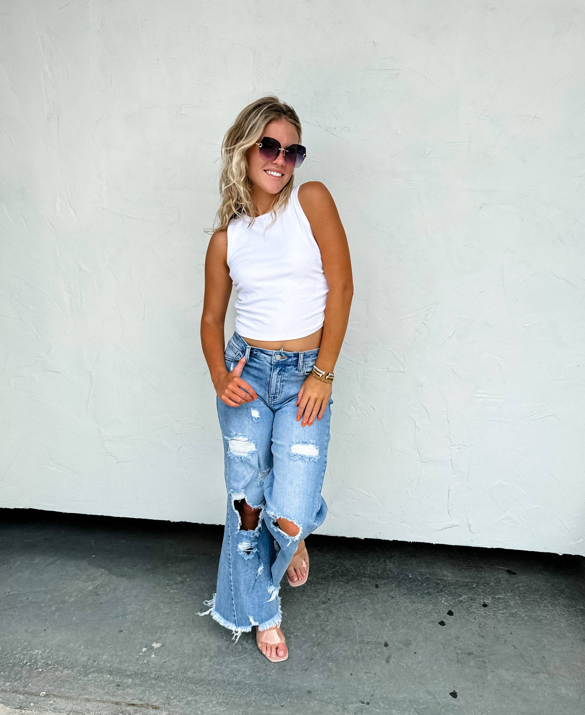 DREW DISTRESSED DAD JEANS: 13