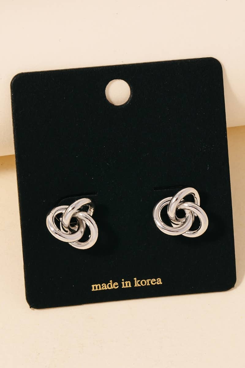 Triple Metallic Knot Stud Earrings: S