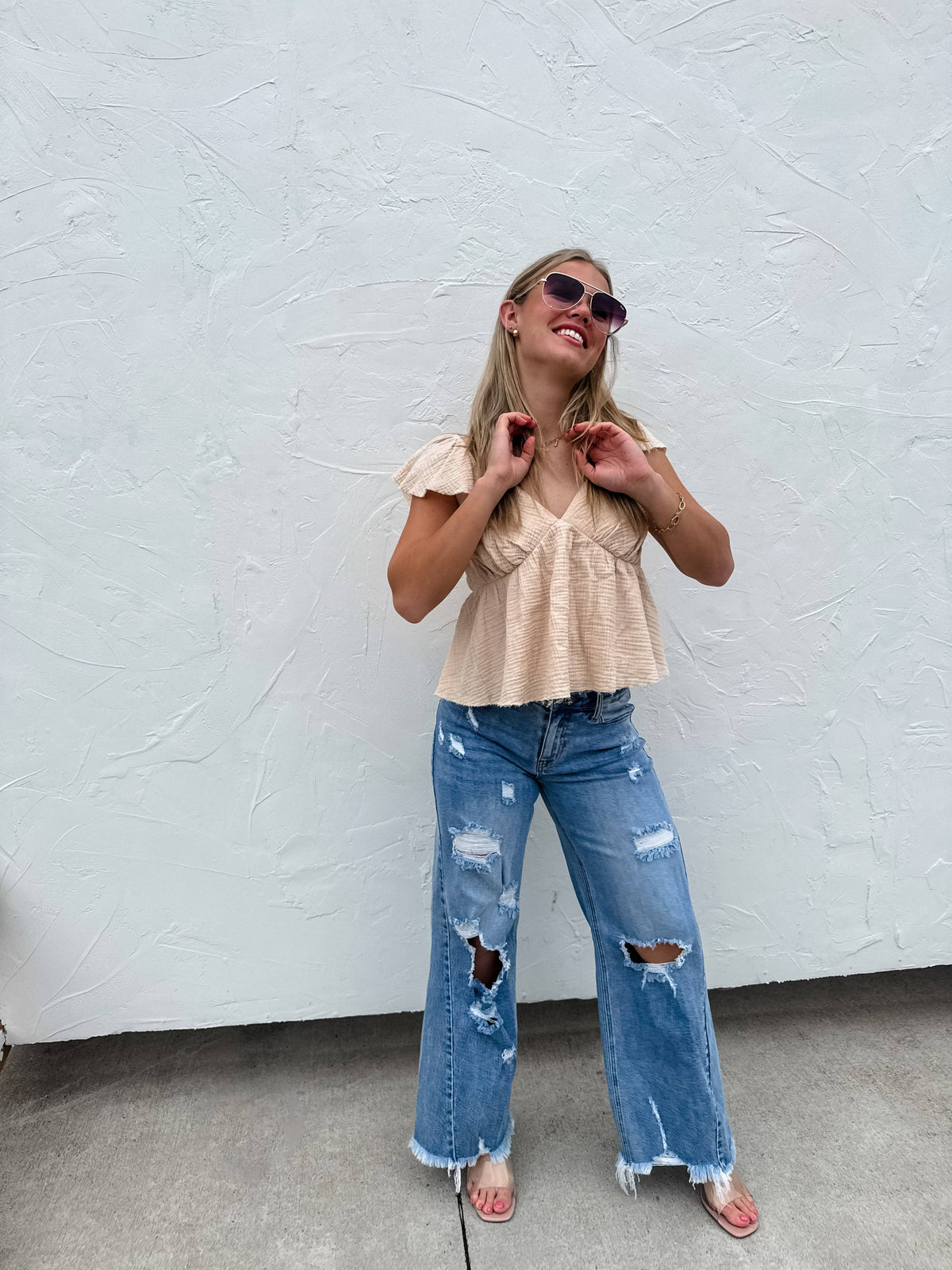 DREW DISTRESSED DAD JEANS: 11