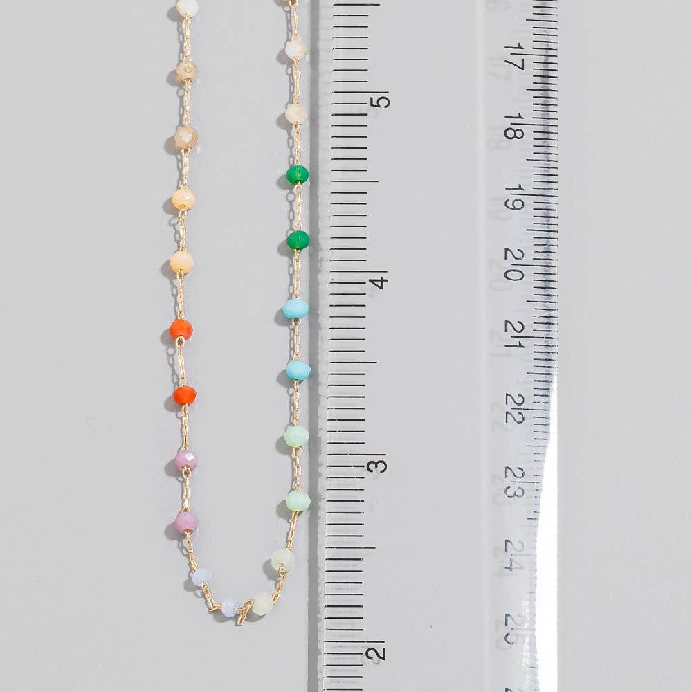 Assorted Dainty Bead Station Chain Necklace: GDWOP