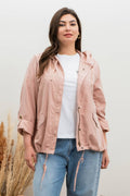 PLUS SNAP BUTTON ZIP UP HOODED JACKET