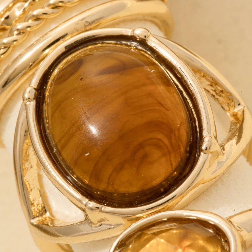 Assorted Twelve Piece Resin Ring Set: GDBRW