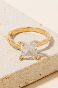 Princess Cut Rhinestone Twisted Metallic Band Ring: G