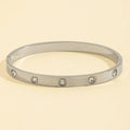 Stainless Steel Bezel Cz Station Bangle: S
