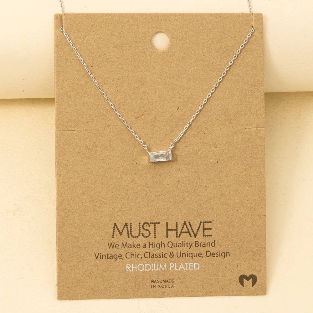 Mini Stud Rhinestone Pendant Necklace: S