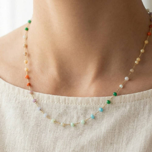 Assorted Dainty Bead Station Chain Necklace: GDMT2