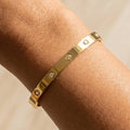 Stainless Steel Bezel Cz Station Bangle: G
