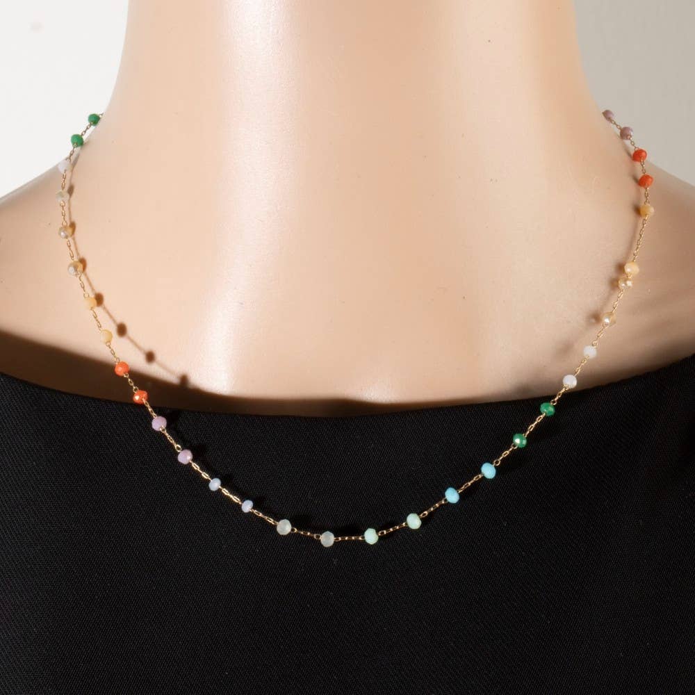 Assorted Dainty Bead Station Chain Necklace: GDMT2