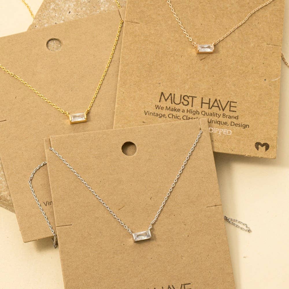 Mini Stud Rhinestone Pendant Necklace: S