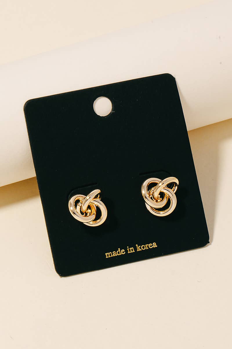 Triple Metallic Knot Stud Earrings: G