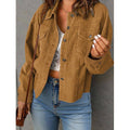 Solid Corduroy Jacket Casual Oversized Button Front