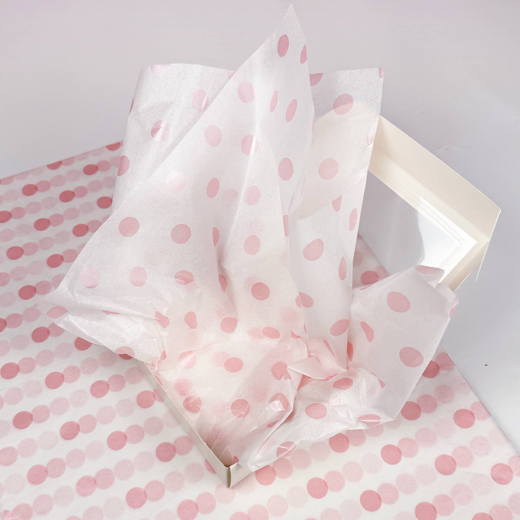 150pc, 28x20" Polka Dots 17g Wrapping Tissue Paper Sheets: Silver / Large Dot