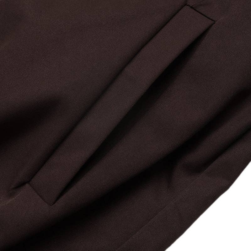 Cropped Bomber Jacket Stand Collar Zip Up Casual Outerwear: Coffee Brown / 100%polyester / S