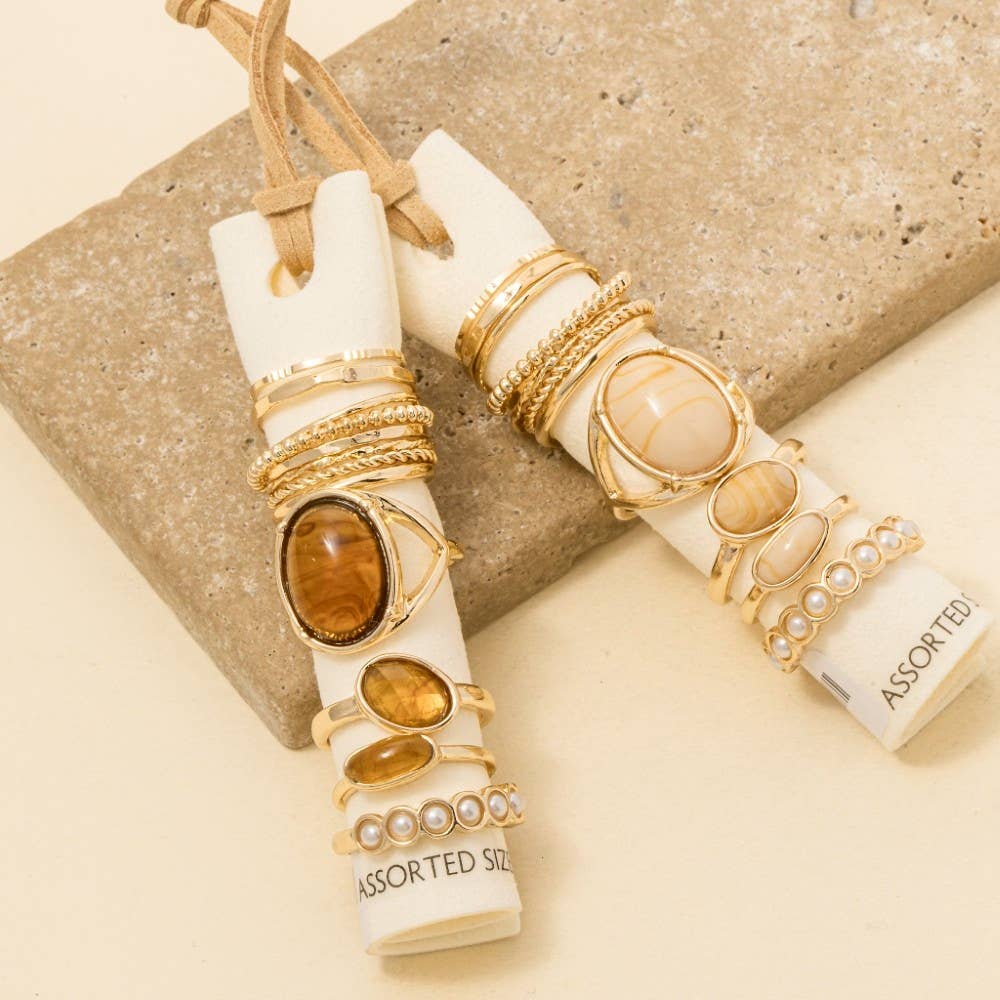 Assorted Twelve Piece Resin Ring Set: GDIVY