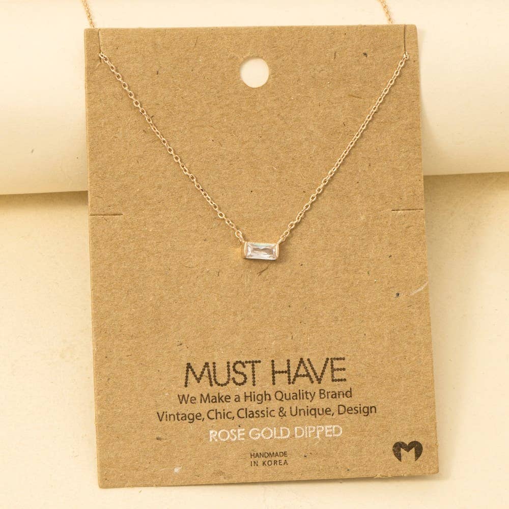 Mini Stud Rhinestone Pendant Necklace: S