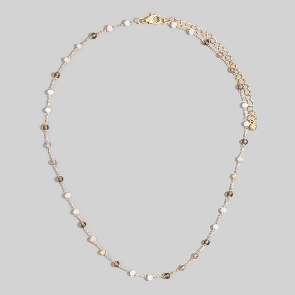 Assorted Dainty Bead Station Chain Necklace: GDWOP