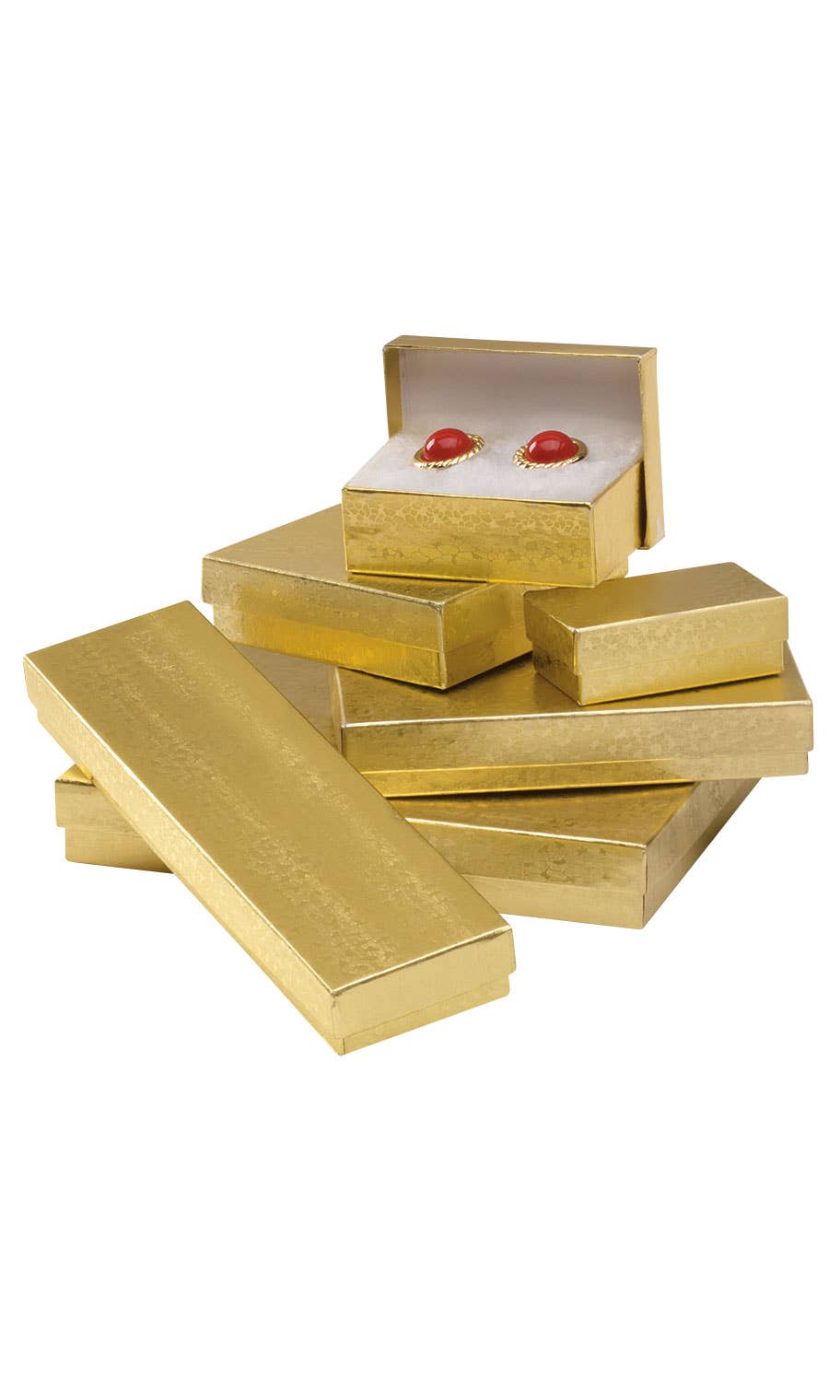 Cotton-Filled Jewelry Boxes Assortment Set: White Embossed / Case of 75 / Assorted