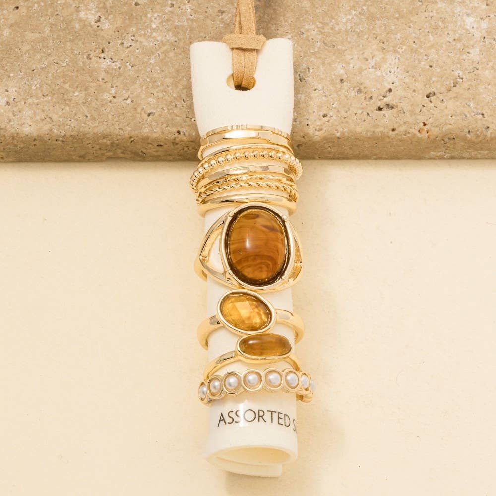 Assorted Twelve Piece Resin Ring Set: GDIVY