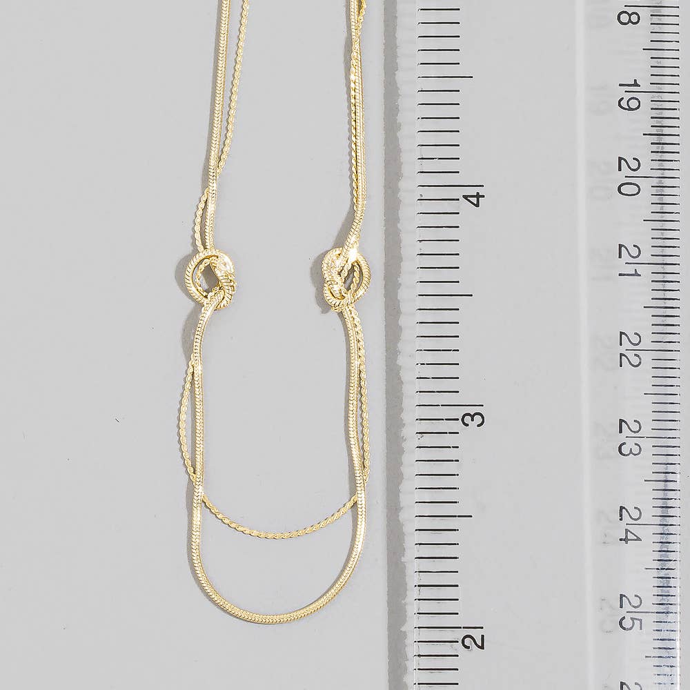 Double Strand Knotted Ring Station Layer Necklace: G