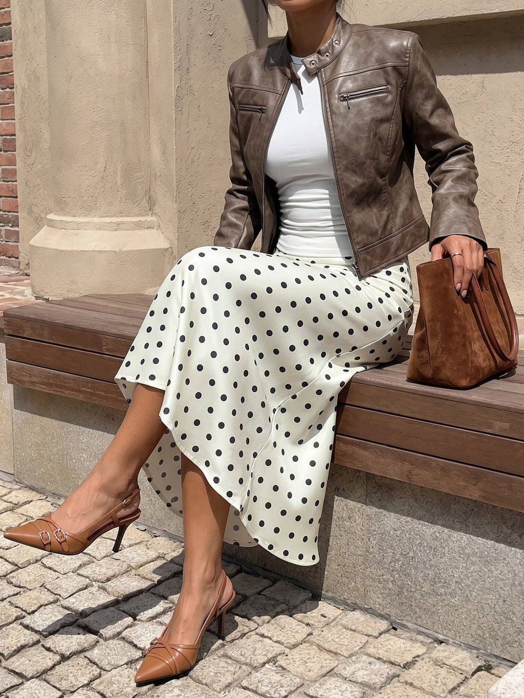 Polka Dot Midi Skirt High Waist Flare A Line Skirt